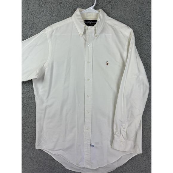 Ralph Lauren Shirt Men 15.5 White Button Down Long Sleeve Classic Fit Flesh Pony